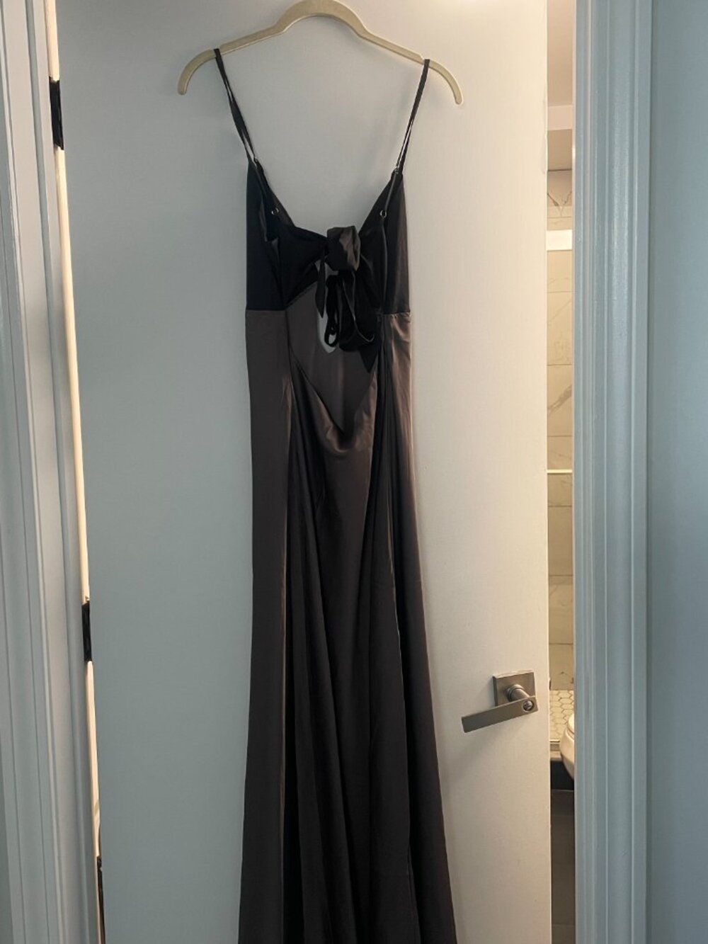 Peppermayo Flora Satin Maxi Dress in Steel Me Away | Size 6 - Picture 6 of 7